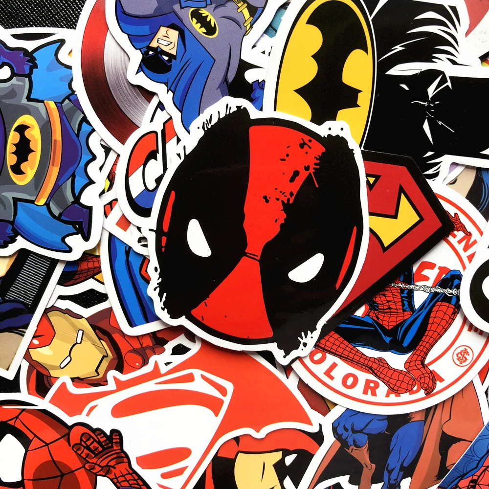 50 Pcs Super Hero Stickers Marvel Sticker Skateboard Motorcycle Luggage Stickers For Laptop Set Pvc Waterproof Superhero Sickers