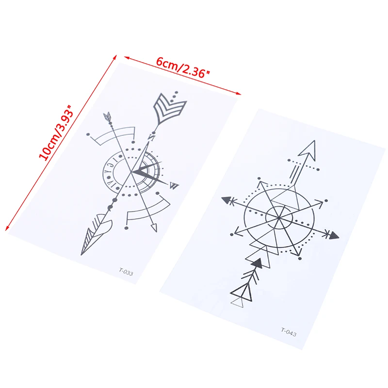 5PCS Black Temporary Tattoo Stickers HEART Compass Women Transfer Tattoo Flash Fake Tattoos For Men Arm Art Men Fake Tatoos