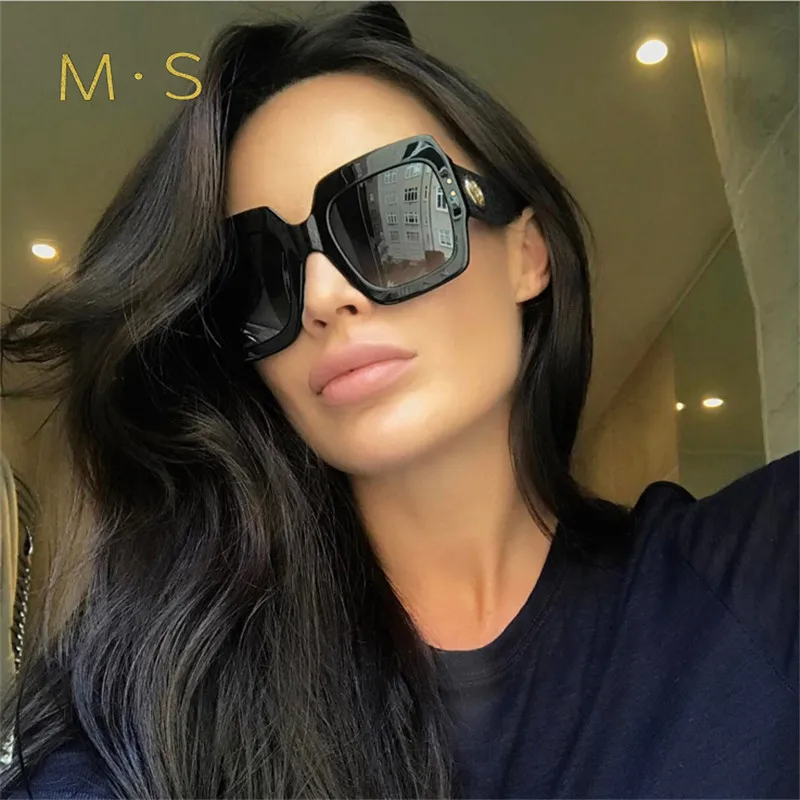MS, модные солнцезащитные очки для женщин, роскошные брендовые дизайнерские солнцезащитные очки больших размеров, женские прямоугольные солнцезащитные очки для женщин и девушек
