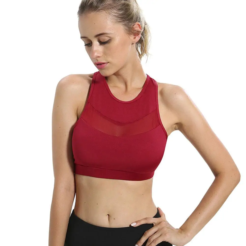 Спортивное нижнее бельё для женщин прозрачные пуш-ап дышащие Bralette жилет спортивный бюстгальтер безрукавка для тренировки Топ