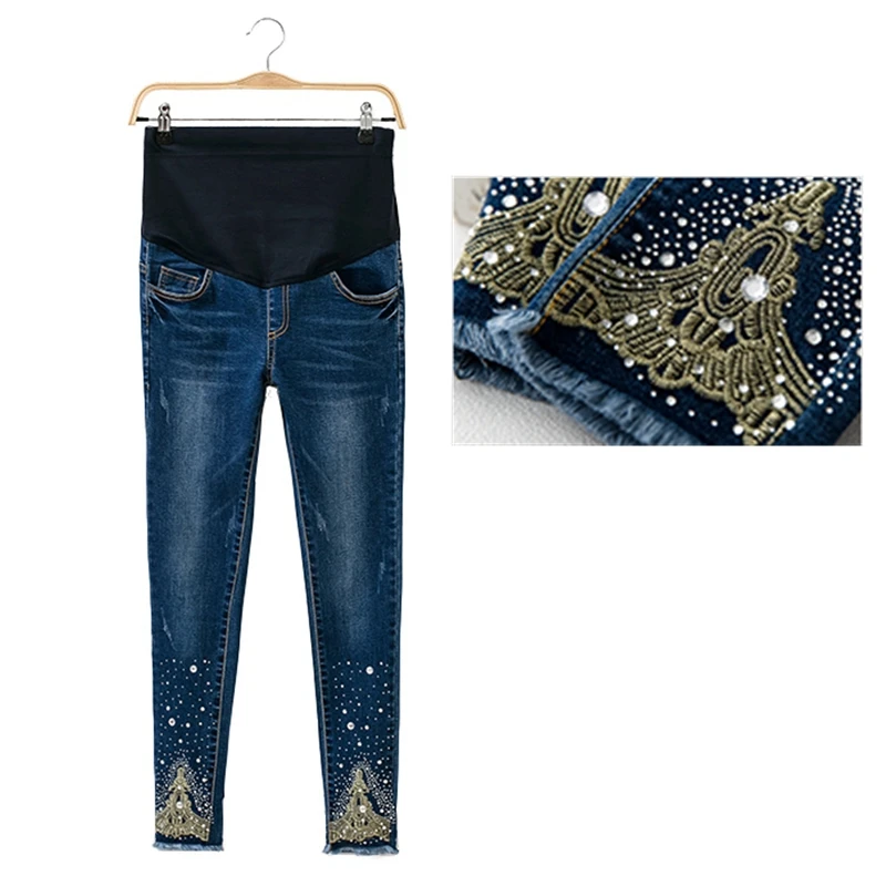  Pregnant women's jeans Elastic waist Pregnant women's pants Pregnant women's clothes ropa de maternidad leggings maternity 3XL