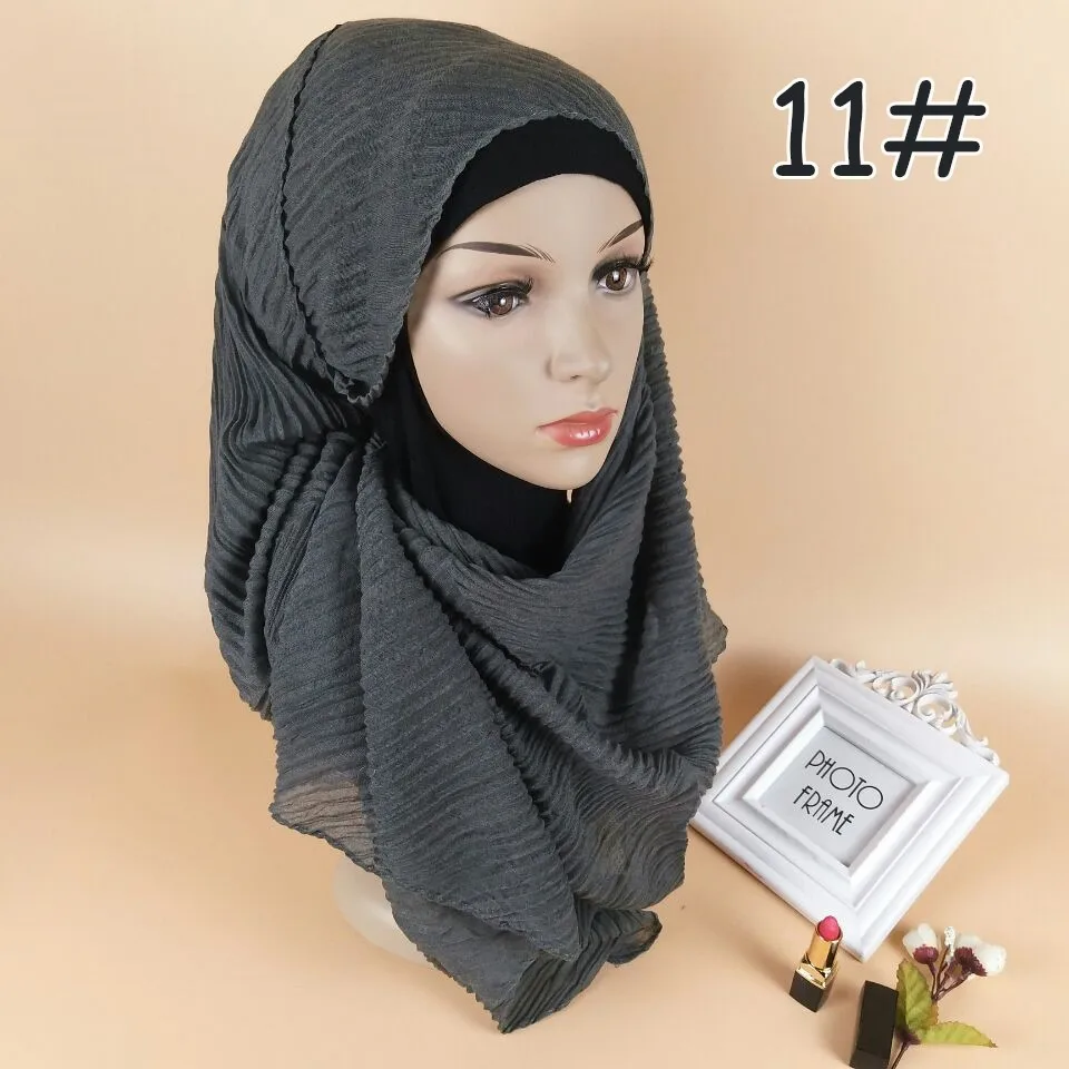 180*70 см мягкие носки из тонкого хлопка Hijab шарф Мусульманский платок исламский аксессуары Платки femme - Цвет: 11