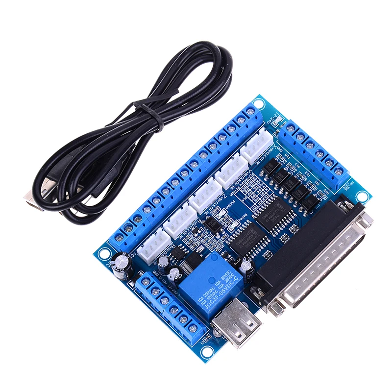 

1pcs MACH3 Engraving Machine CNC 5 Axis Stepper Motor Driver Interface Board With Optocoupler Isolation Blue Board + USB Cable