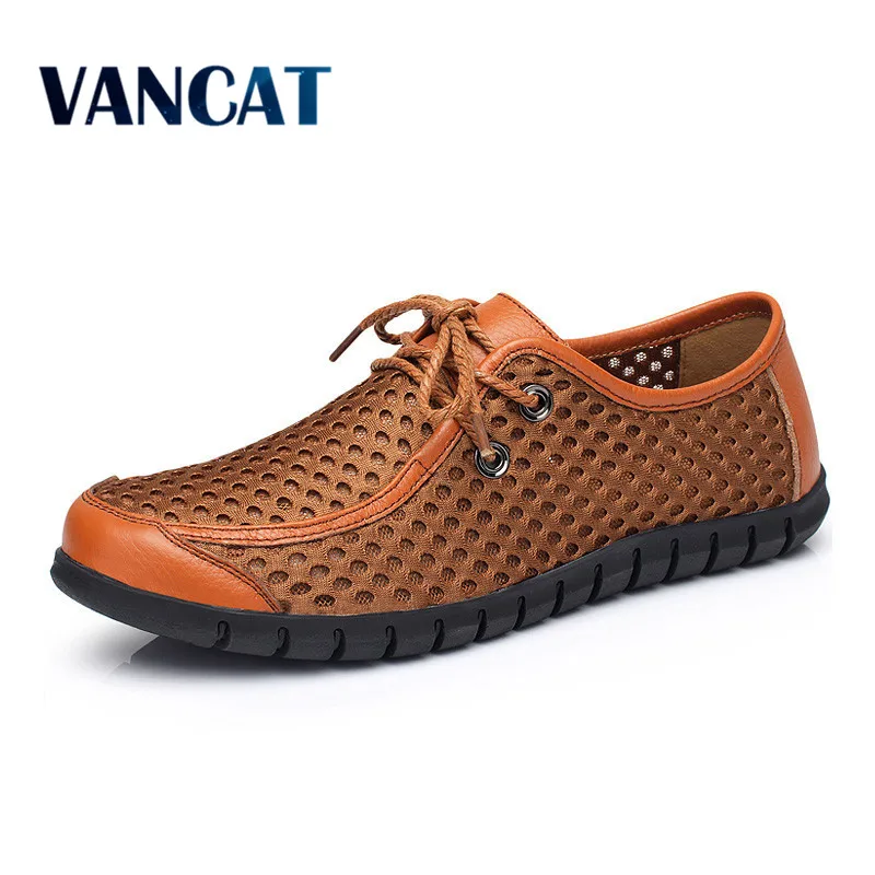En Ligne 2017 Marque Hommes Maille D été Chaussures Hommes Chaussures de Sport Confortables Respirant De Mode En Cuir Véritable Hommes Chaussures Hommes Doux Appartements Chaussures
