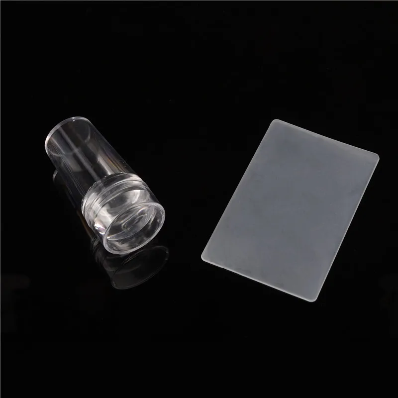 

RSTYLE 1Set Nail Art Stamper Scraper Set with Cap 2.8 cm Transparent Silicone Marshmallow Nail Stamp Tools Round Head