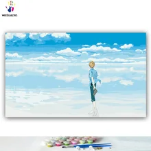 DIY colorings pictures by numbers with colors Teenager in white whirlpool picture drawing painting by numbers framed Home