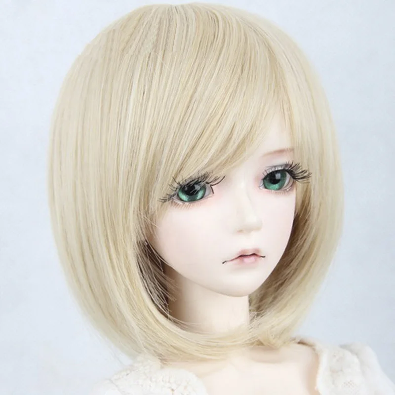 Bybrana 1/3 1/4 короткий боб прямой Девушка золотые волосы Bjd парик для кукол бесплатная доставка