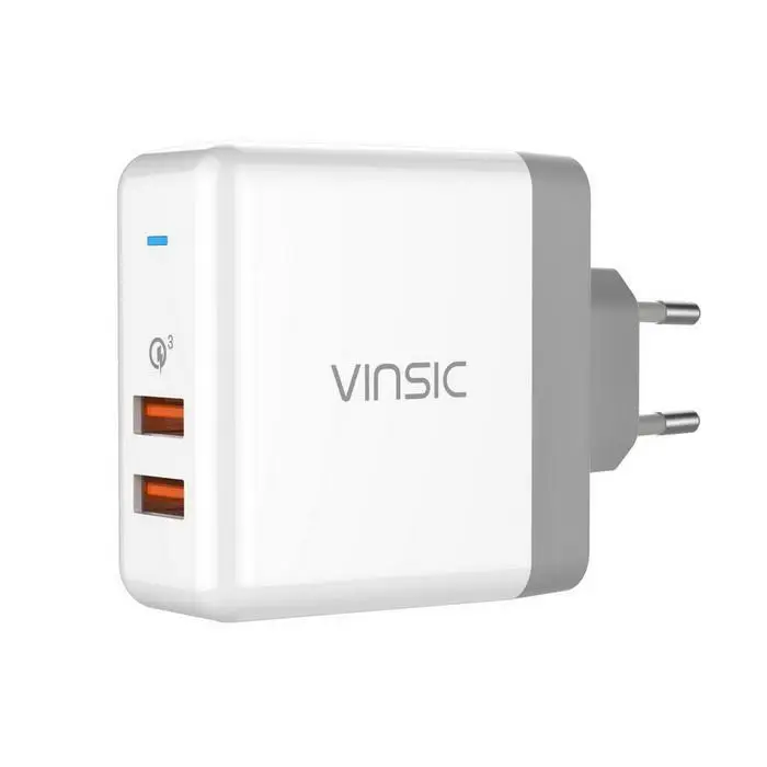 36W Dual Port Quick Charger 3.0 Anywhere You Need USB VSCW215W Fast White Charging for Mobile 2 x Phone