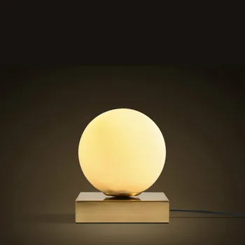 

Post-modern Simple Creative Milk White Glass Ball Iron Base Led E27 Table Lamp For Bedroom Living Room Bar 15/20cm 1153