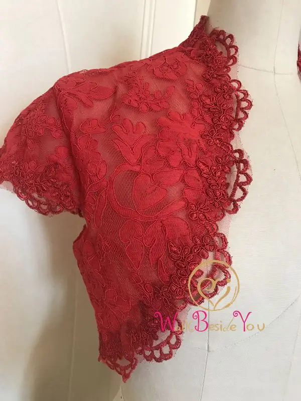 Walk Beside You Red Lace Evening Boleros Short Cap Sleeves Capes Wedding Jacket Bridal Wraps Veste Mariage Shrugs for Women 2019 Walk Beside You Red Lace Evening Boleros Short Cap Sleeves Capes Wedding Jacket Bridal Wraps Veste Mariage Shrugs for Women 2019