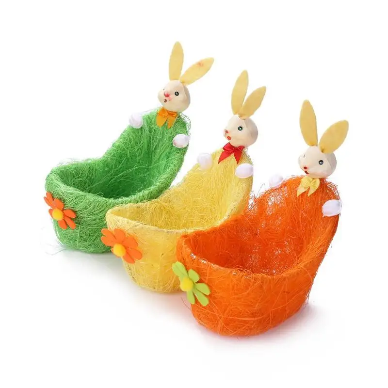 Милые 3D цветок пасхальные корзины конфеты, снек яйцо мешок дети подарки кролик украшение ручной работы украшения на день рождения подарки