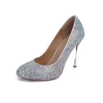

MA0429 New Fashion High-end Bride's Single Pumps Sheepskin High Heel and Shallow Color Diamond Wedding Shoes