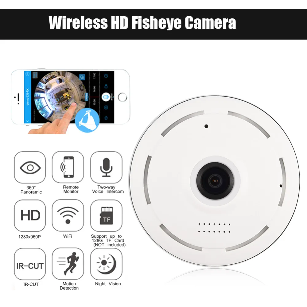 Home Security Wifi Panoramic IP Camera HD 360 Degree Wide Angle MINI CCTV Camera Smart TCP Wireless Fisheye Camera 960P HD US