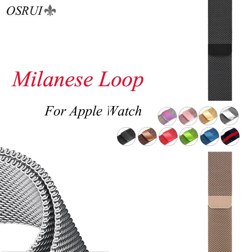 

Milanese Loop strap for Apple watch band 4 44mm 40mm iwatch 3 2 1 band correa 42mm 38mm Stainless Steel link bracelet wrist belt
