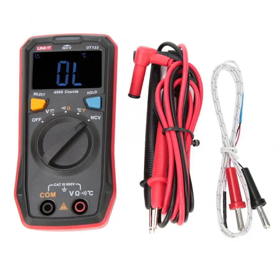

UNI-T UT123 High Accuracy Household Handheld LCD Digital Multimeter Voltmeter with Buzzer Automatic Power Off Maximum Display