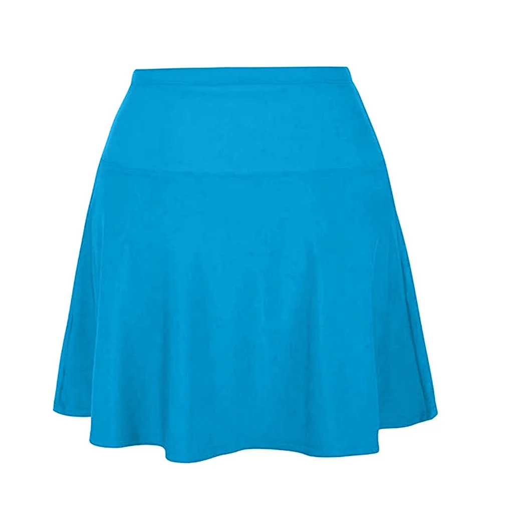 Женская юбка для плавания с высокой талией, бикини, спортивные костюмы для плавания, танкини, юбка с трусиками, бразильские плавки, одежда для плавания - Цвет: Blue