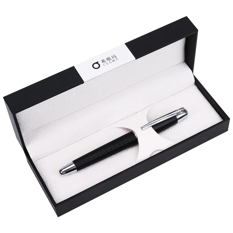 

Noble Silver Clip Black Fountian Pen M&G Lattice Design Nice Quality 0.5mm Fine Nib Business Office Gift Ink Pens