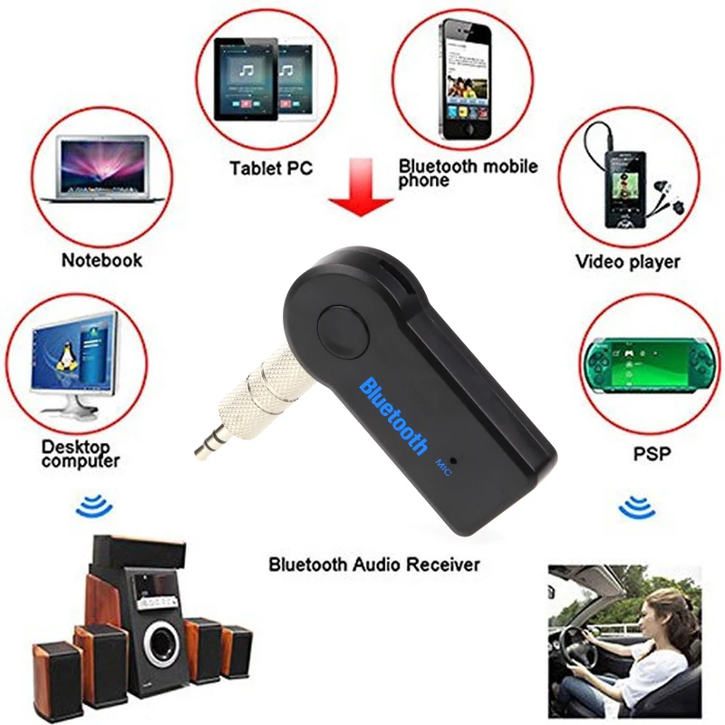 Handfree Автомобильный Bluetooth музыкальный приемник Универсальный 3,5 мм потоковый A2DP беспроводной авто AUX аудио адаптер с микрофоном для телефона MP3