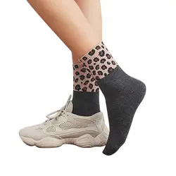 Осень-зима модные леопардовым принтом носки Для женщин хлопковые носки Весна Винтаж уличная скейт чулочно-носочные изделия Harajuku для