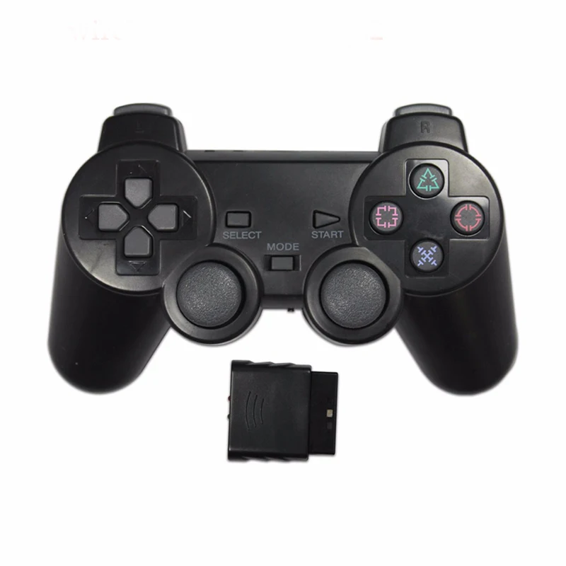 EastVita, прозрачный цветной беспроводной контроллер Bluetooth для Playstation 2, геймпад 2,4G, контроллер вибрации для PS2, джойстик r30 - Цвет: Черный