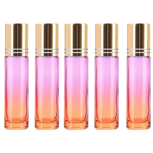 06 10ML 5PCS 5 шт. 5/10 мл градиент Цвет толстые стеклянные с роликовым аппликатором эфирное масло пустой парфюмерный флакон 10cc роликовые мяч прочный Портативный для путешествий - Цвет: 06 10ML 5PCS