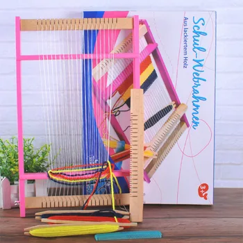 Wooden Weaving DIY lifting Tapestry Loom Knitting Machine Hand Craft Knit Wool Yarn Knitter Tool Parent-child exchange toy weaving loom dreams kids girl diy knitting wool machine woodlens penguin educational learn toys gift child playset hand crank