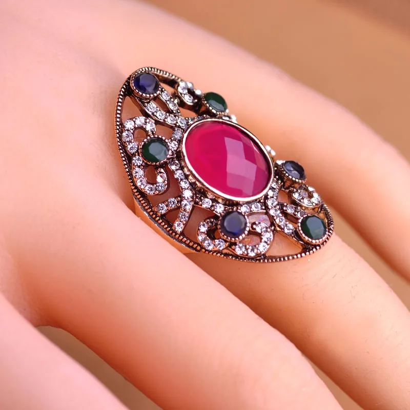 High Quality Brand Vintage Oval Rings Fashion Turkish Jewelry Acrylic