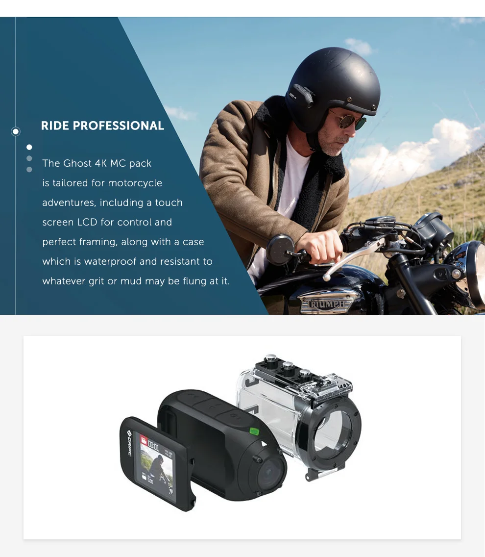 Drift Ghost 4K версия мотоцикла Экшн-камера Ambarella Спортивная мини-камера ARM 12MP CMOS EIS поворотный объектив Wi-Fi прямая трансляция