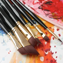 Bgln 6Pcs/Set Watercolor Paint Brush Set Oblique Head Super Quality Oil Acrylic Painting Brush For Drawing Art Supplies 763B