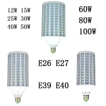E26 E27 светодиодный лампы E39 E40 светодиодный светильник SMD5730 110 V 220 V, 12 Вт, 15 Вт, 25 Вт, 30 Вт, 40 Вт, 50 Вт, 60 Вт, 80 Вт, 100 Вт Светодиодная лампа-кукуруза для люстры освещение для дома