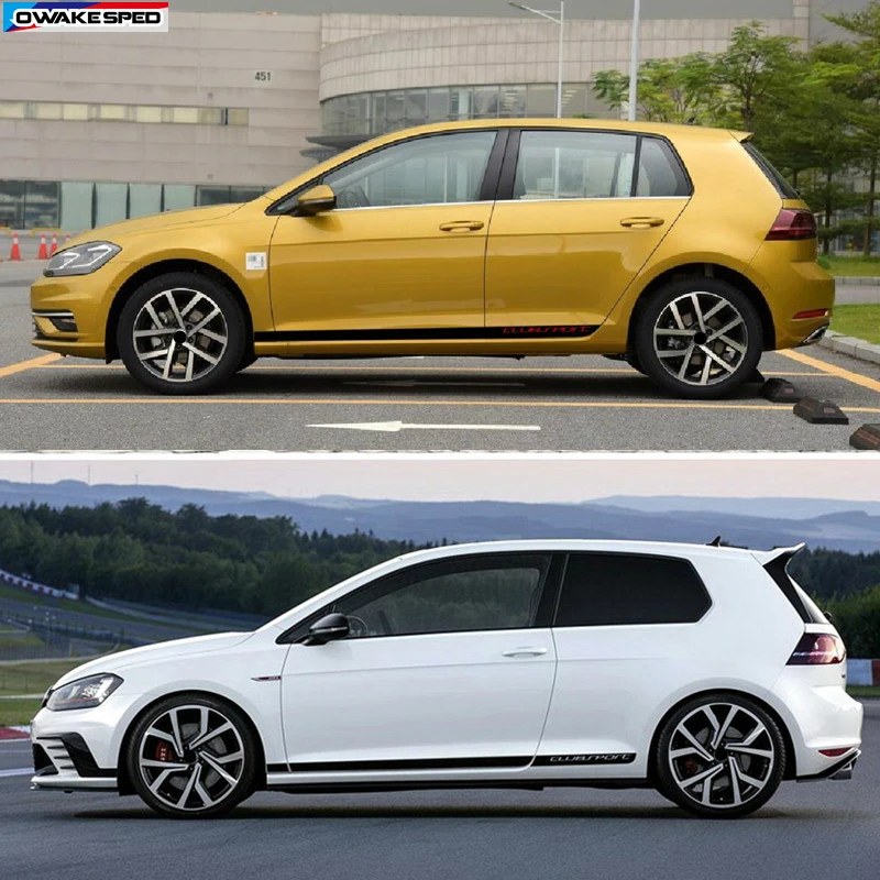 Clubsport стиль тела индивидуальные наклейка для Volkswagen Golf 7 MK7 Авто Боковая юбка полосы углеродного волокна виниловая наклейка