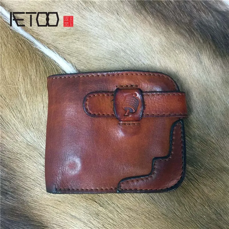 AETOO Value leather wallet Tree paste retro color rub coin female long wallet