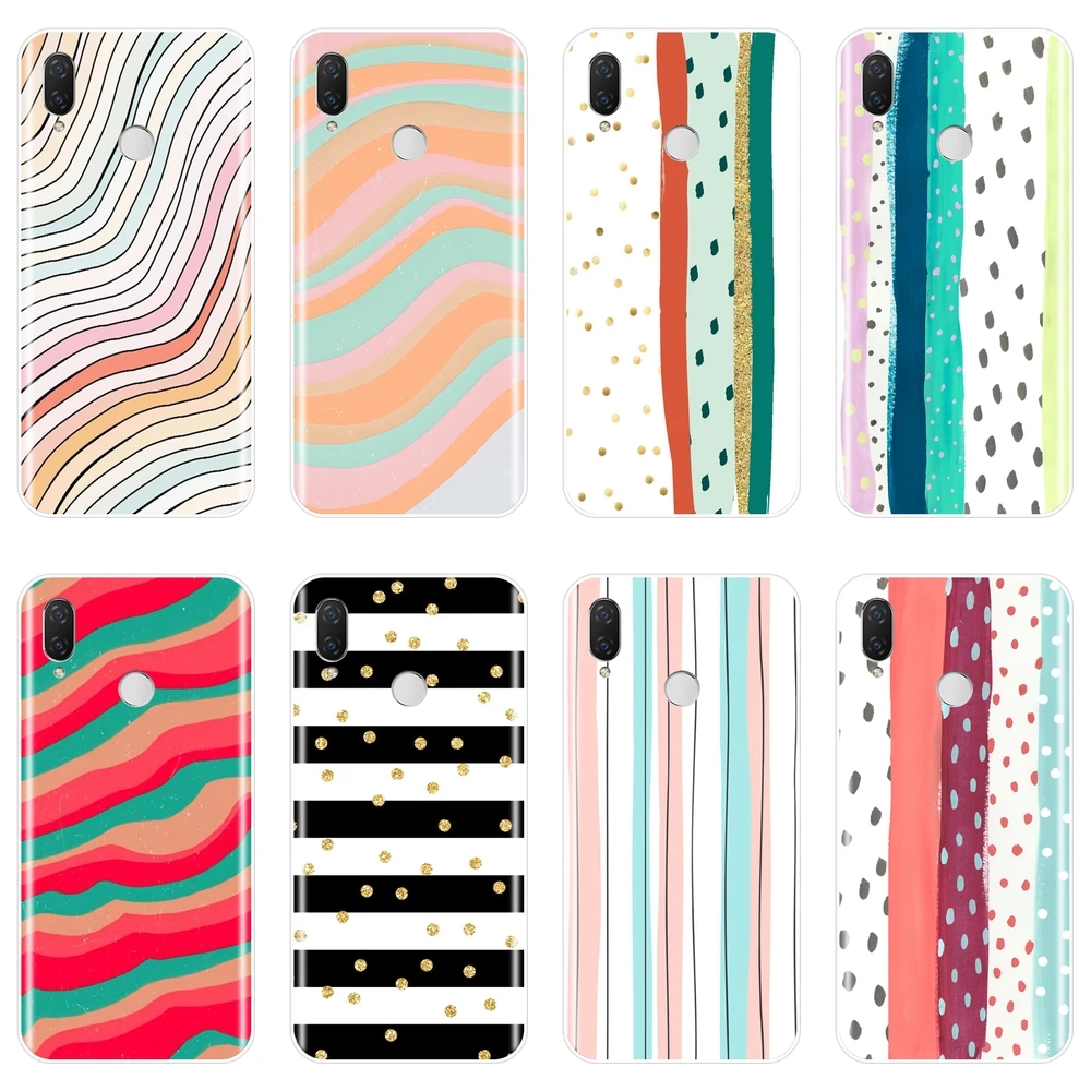 

Phone Case For Huawei Nova Smart Lite 2017 Soft Silicone Stripe Art Polka Dot Back Cover For Huawei Nova 2i 2 Lite Plus 3 3I 3E