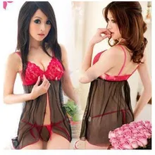 Дешевая распродажа Новогоднее милое женское сексуальное белье нижнее белье красный кружевной бюстгальтер лоскутное прозрачное черное платье с Т-образной спиной Эротическое