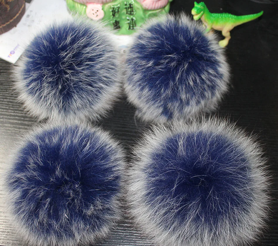 Nature Fur Pompom Fur Pom With Button DIY Fox Pompom Balls  Fur Pompon Fox Raccoon Pom Pom For Scarves Hats Bags  Accessories