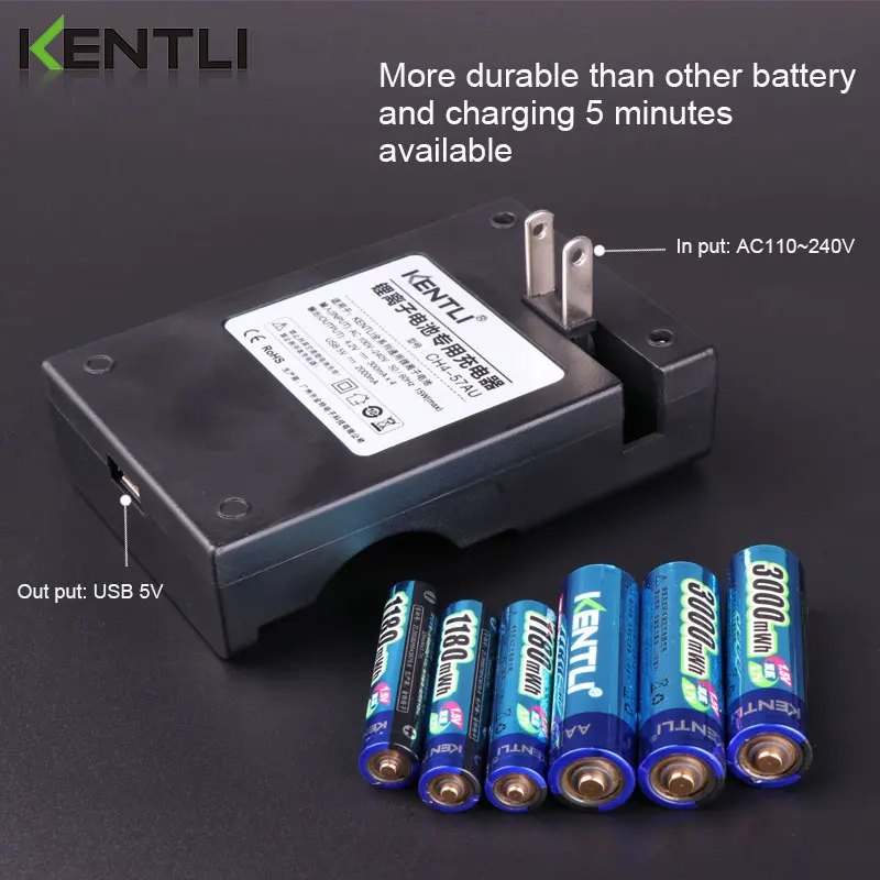 KENTLI 6 шт. 1 5 в aa aaa аккумуляторные литий ионные полимерные литиевые батареи + 3 слота