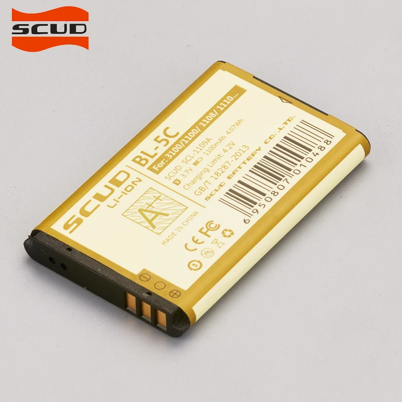 

SCUD BL-5C Phone Battery For Nokia C1 C2 E50 E60 1000 1010 1108 1110 1112 1116 E50 E60 N70 6680 BL5C battery