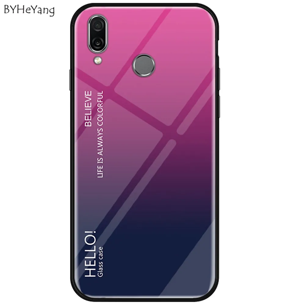 

For Meizu M9 Note Case Luxury Hard Tempered Glass Fashion Gradient Protective Back Cover case For Meizu Note 9 Silicone Bumper