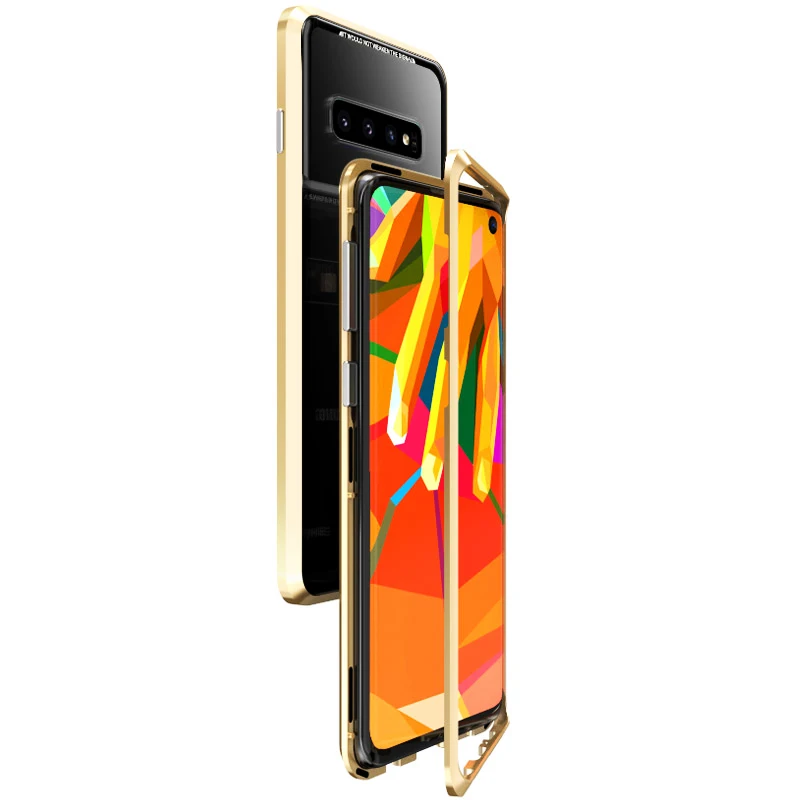 Full Gold Luphie анти-пип магнитное закаленное стекло чехол для samsung Galaxy S10 Plus Coque металлический бампер стеклянная крышка для samsung s10+ Fundas - Цвет: Full Gold