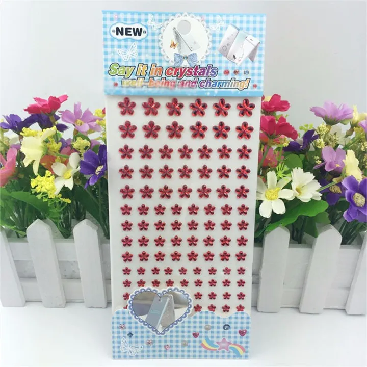 1 DIY Jewelry Rhinestone Decor Decal Car Styling Accessories Mobile Sticker Acrylic Flower Flat Nail Sticker Jewelry Findings