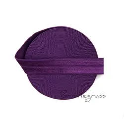 Bristlegrass 5 двор 5/8 "1.5 см сливы Solid Цвет FOE Foldover эластичный спандекс сатин Малыш Hairband оголовье Кружево отделкой вышивание понятие