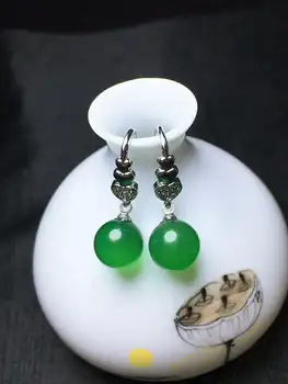 

C76#925 silver inlaid natural chalcedony earrings, clean and bright