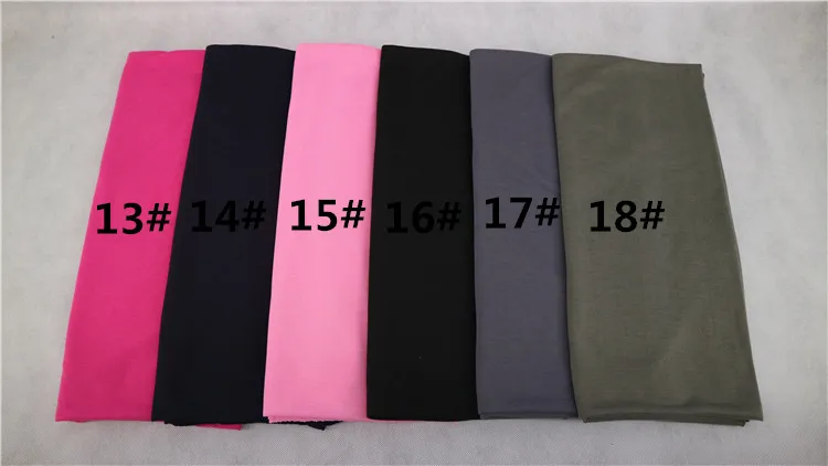 Лидер продаж однотонное Джерси хиджаб шарф платок 180*85 см женский шарф из полиэстера эластичные однотонные Цвет - Цвет: color 17
