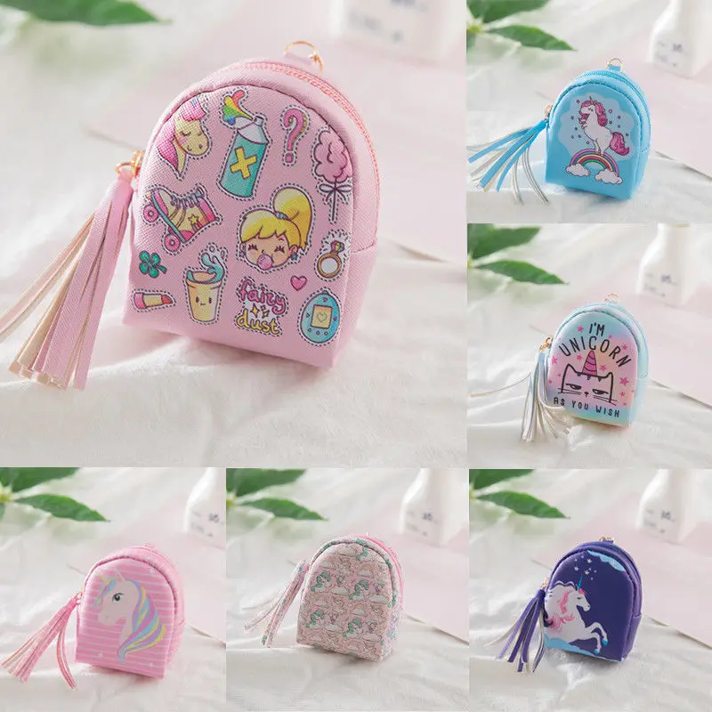 

Cute Fashion Casual Toddler Girls Mini Backpack Wallet Bag Cartoon Unicorn Print Zipper Mini Bags