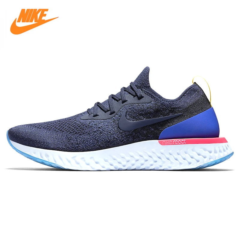 

Nike Epic React Flyknit Men's Running Shoes, Dark Blue, Breathable Shock Absorption Non-slip Breathable AQ0067 400