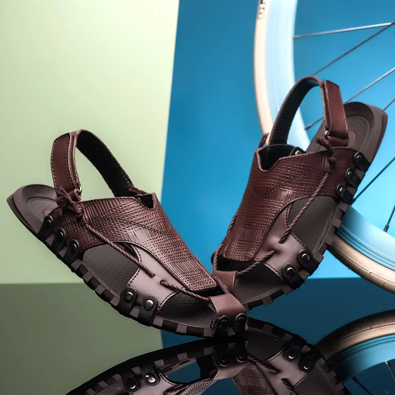 Urbana Primavera brown Para Homens 2019 Plataforma Da Juventude Genuíno Couro Moda Verão Homem Praia Sapatos Sandálias Respirável Black De P4 tpwqaR