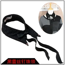 Оригинальные черные кружевные бусины на цепочке ручной работы с заостренным носком, красивый женский воротник