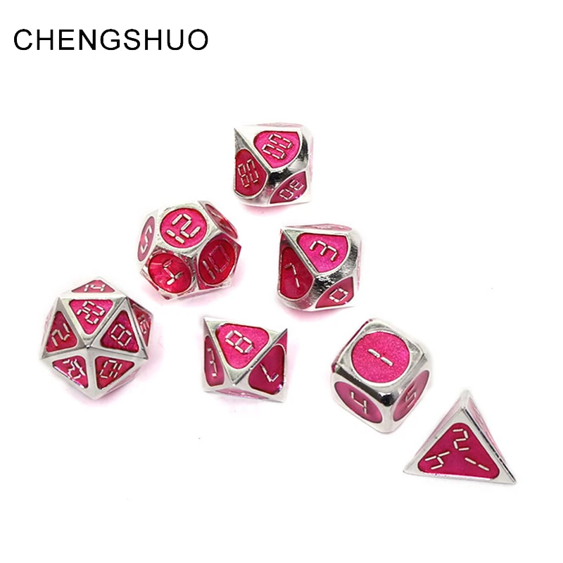 

Chengshuo dnd metal dice rpg polyhedral set dungeons and dragons d&d table game d20 12 10 6 Zinc alloy pink digital dices dodas