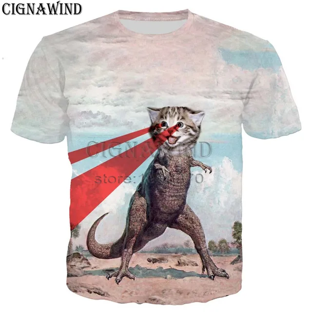 New Novelty design dinosaur cat t shirts harajuku tshirt men women 3D print fashion summer tops hip hop tee shirts streetwear