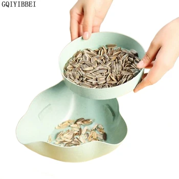 

New Plastic Open Double Layer Candy Snacks Dry Fruit Melon Seeds Holder Storage Box Dish Tray Box Home Decor fashion Containers